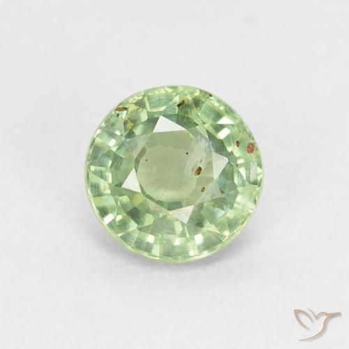 0.98ct Naturale Giallo chiaro Verde Zaffiro, Rotondo, VS, Photo A