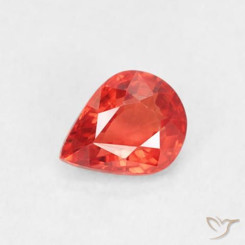 0.47ct Naturale Rosso Arancio Intenso Zaffiro, Forma a pera, VVS-VS