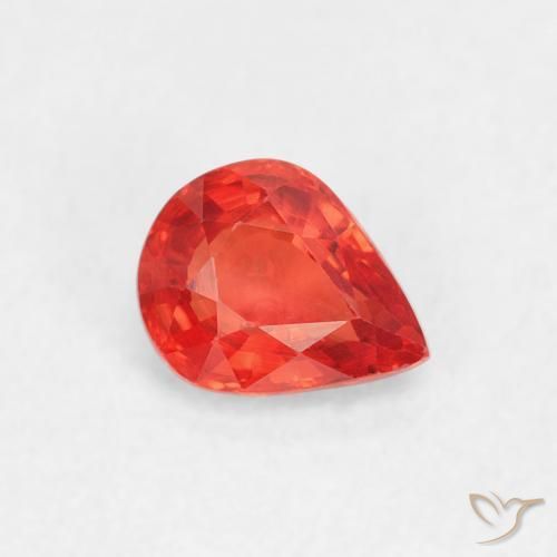 Zaffiro Rosso Arancio Intenso naturale da 0.47 ct, Forma a pera, VVS-VS