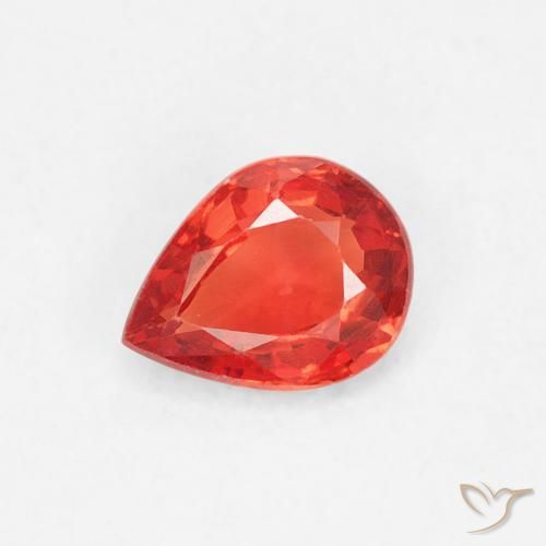 0.41ct Naturale Rosso cremisi brillante-arancione Zaffiro, Forma a pera, VVS-VS