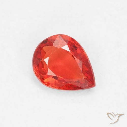 Zaffiro Rosso cremisi brillante-arancione naturale da 0.41 ct, Forma a pera, VVS-VS