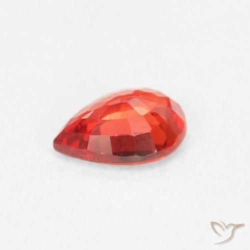Zaffiro Rosso cremisi brillante-arancione naturale da 0.41 ct, Forma a pera, VVS-VS