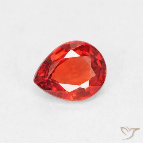 0.42ct Naturale Rosso cremisi brillante-arancione Zaffiro, Forma a pera, VVS-VS