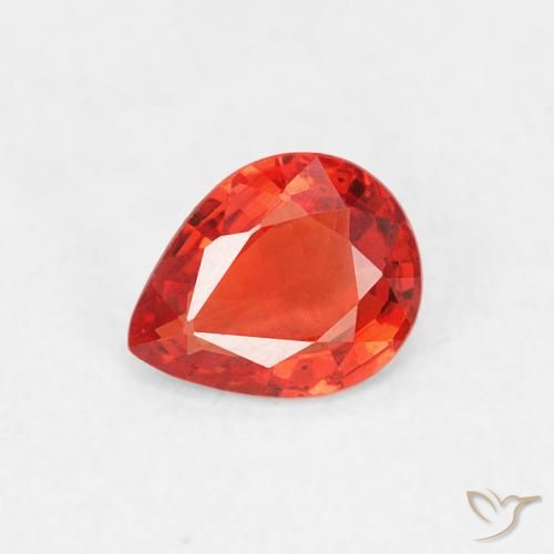 0.37ct Naturale Rosso Arancio Intenso Zaffiro, Forma a pera, VVS-VS