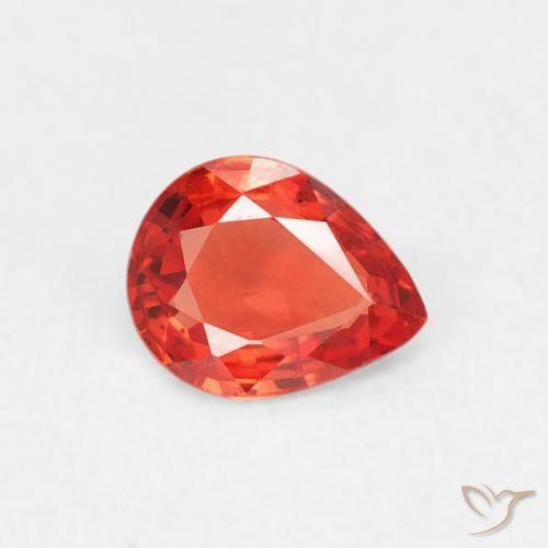 Zaffiro Rosso Arancio Intenso naturale da 0.37 ct, Forma a pera, VVS-VS