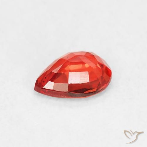 Zaffiro Rosso Arancio Intenso naturale da 0.37 ct, Forma a pera, VVS-VS