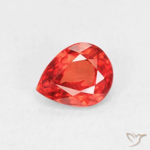 0.43ct Naturale Rosso cremisi brillante-arancione Zaffiro, Forma a pera, VVS-VS