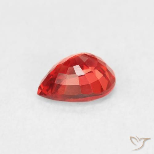 Zaffiro Rosso cremisi brillante-arancione naturale da 0.43 ct, Forma a pera, VVS-VS