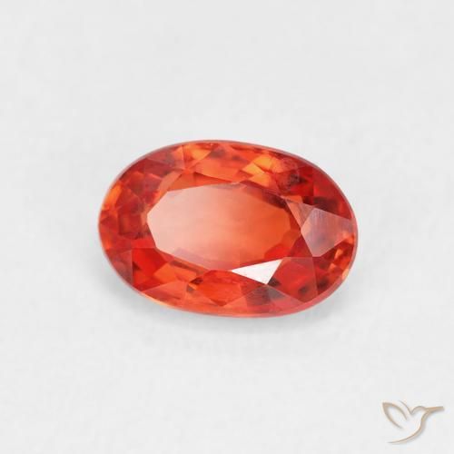Zaffiro Arancione rossastra naturale da 0.76 ct, Ovale, VVS-VS