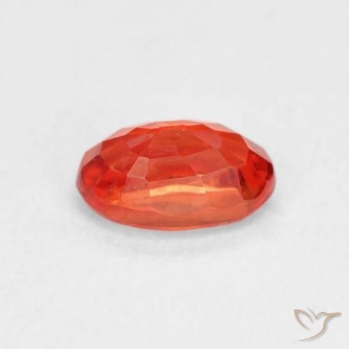 Zaffiro Arancione rossastra naturale da 0.76 ct, Ovale, VVS-VS