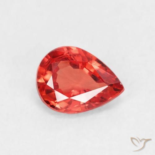 Zaffiro Rosso Arancio Intenso naturale da 0.39 ct, Forma a pera, VVS-VS