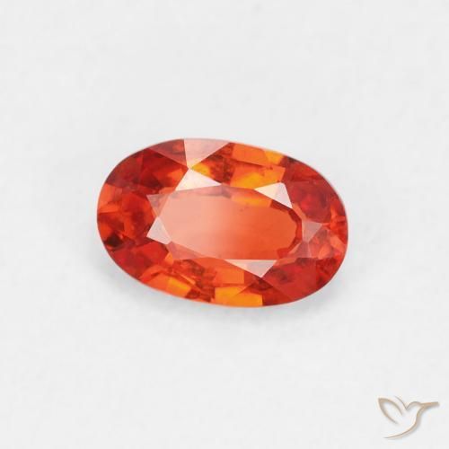 Zaffiro Arancione rossastra naturale da 0.56 ct, Ovale, VVS-VS