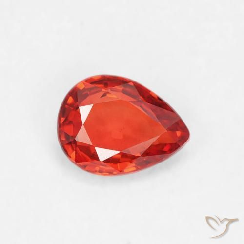 Zaffiro Rosso Arancio Intenso naturale da 0.38 ct, Forma a pera, VVS-VS