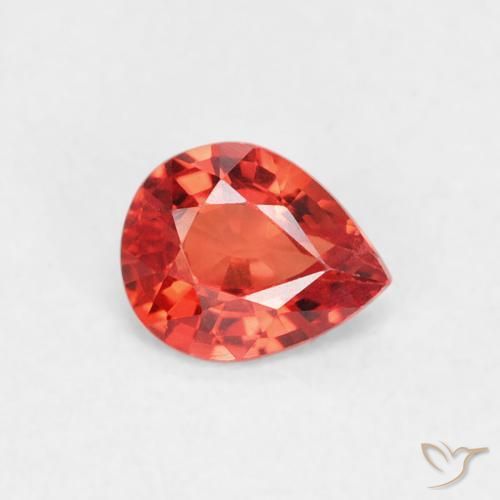 Zaffiro Rosso medio naturale da 0.43 ct, Forma a pera, VVS-VS