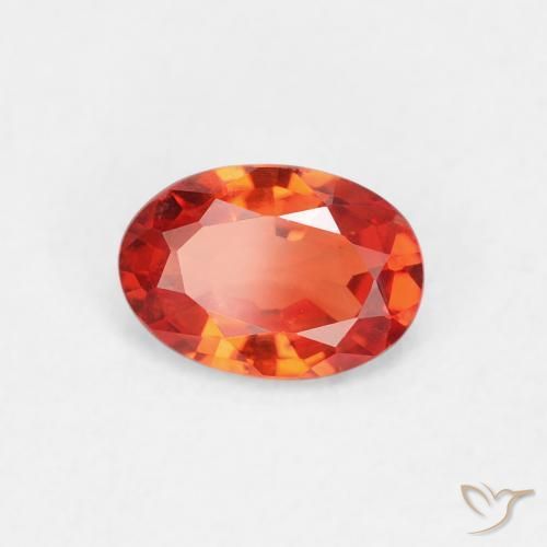 Zaffiro Arancione rossastra naturale da 0.46 ct, Ovale, VVS-VS