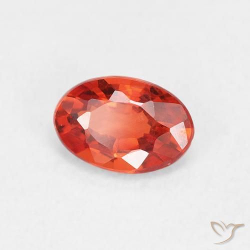 Zaffiro Arancione rossastra naturale da 0.53 ct, Ovale, VVS-VS