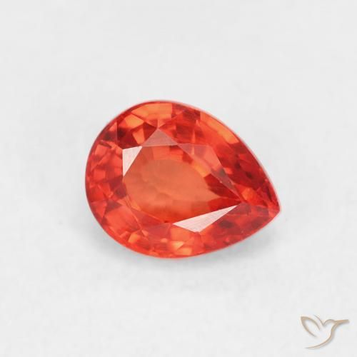 Zaffiro Rosso medio naturale da 0.55 ct, Forma a pera, VVS-VS