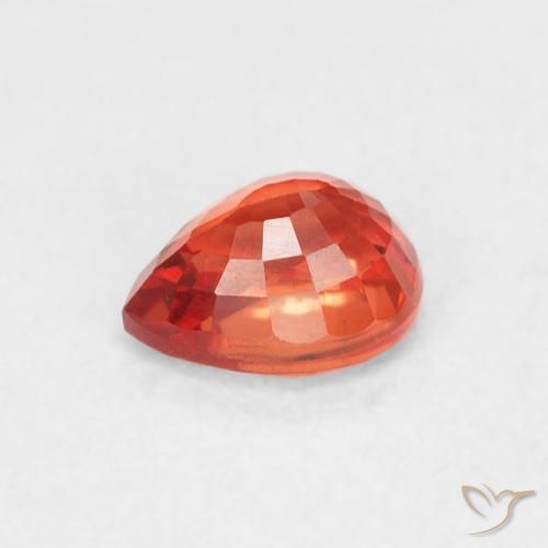 Zaffiro Rosso medio naturale da 0.55 ct, Forma a pera, VVS-VS