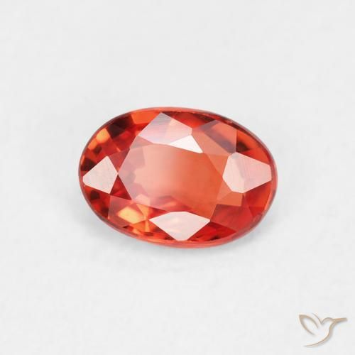 Zaffiro Arancione rossastra naturale da 0.61 ct, Ovale, VVS-VS