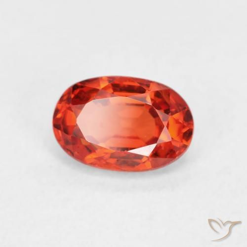 Zaffiro Arancione rossastra naturale da 0.76 ct, Ovale, VVS-VS