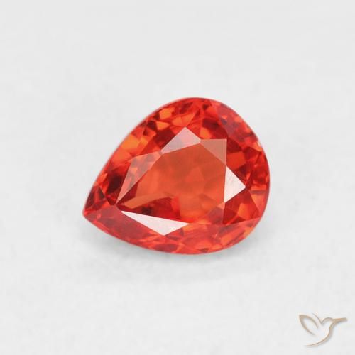 0.54ct Naturale Rosso Arancio Intenso Zaffiro, Forma a pera, VVS-VS