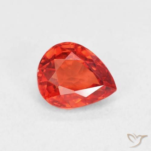 Zaffiro Rosso Arancio Intenso naturale da 0.54 ct, Forma a pera, VVS-VS