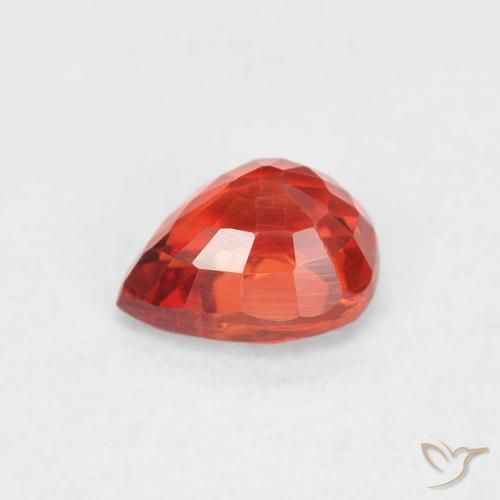 Zaffiro Rosso Arancio Intenso naturale da 0.54 ct, Forma a pera, VVS-VS