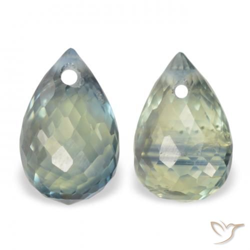 1.74ctw Naturale Verde grigiastro Zaffiro, Taglio briolette, VS