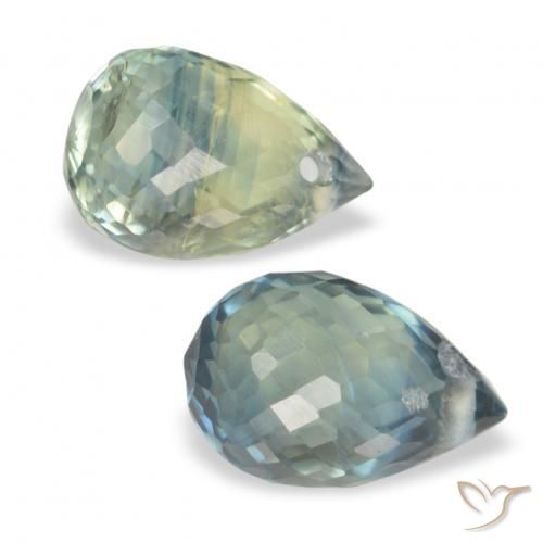 Gemme di Zaffiro Verde grigiastro naturale da 1.74 ct, Taglio briolette, VS