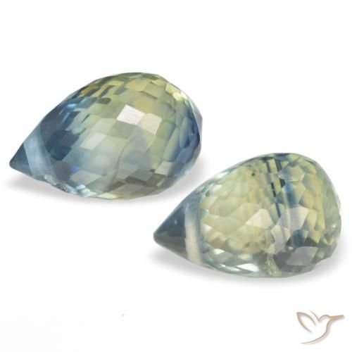 Gemme di Zaffiro Verde grigiastro naturale da 1.74 ct, Taglio briolette, VS