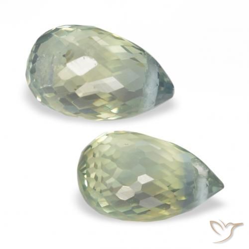 Gemme di Zaffiro Verde chiaro naturale da 1.44 ct, Taglio briolette, VS
