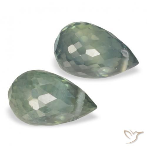 Gemme di Zaffiro Blu Medio Verde naturale da 1.58 ct, Taglio briolette, VS