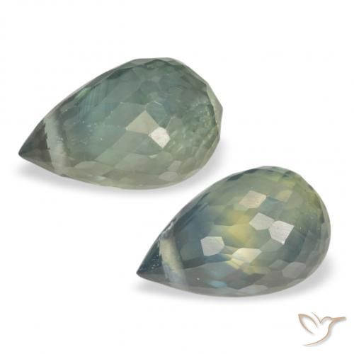 Gemme di Zaffiro Blu Medio Verde naturale da 1.58 ct, Taglio briolette, VS