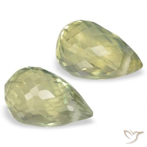 Gemme di Zaffiro Verde giallastro naturale da 1.35 ct, Taglio briolette, VS