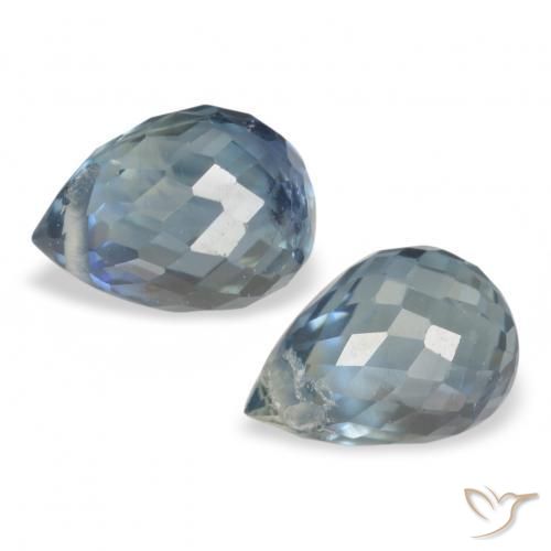 Gemme di Zaffiro Teal-blu naturale da 1.44 ct, Taglio briolette, VS