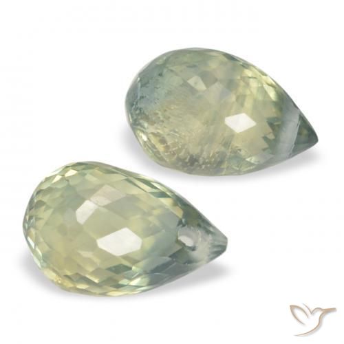 Gemme di Zaffiro Verde Terra Pallido naturale da 1.49 ct, Taglio briolette, VS