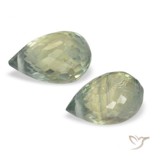Gemme di Zaffiro Verde Terra Pallido naturale da 1.49 ct, Taglio briolette, VS