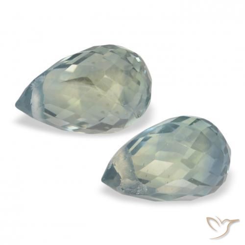 Gemme di Zaffiro grigio verdastro naturale da 1.64 ct, Taglio briolette, VS