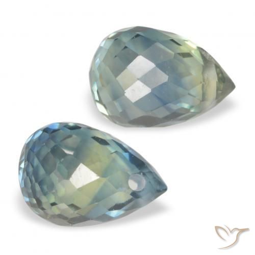 Gemme di Zaffiro Verdazzurro naturale da 1.50 ct, Taglio briolette, VS