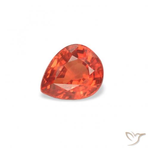 0.51ct Naturale Arancio caldo Zaffiro, Forma a pera, VS