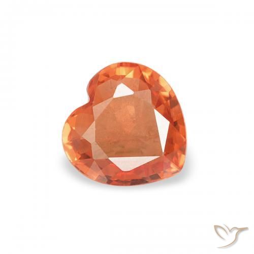 Zaffiro Arancio Medio naturale da 0.34 ct, Cuore, VVS