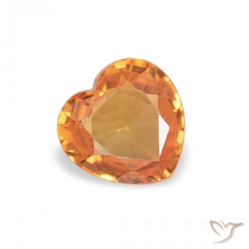 Zaffiro Arancione scuro naturale da 0.38 ct, Cuore, VVS
