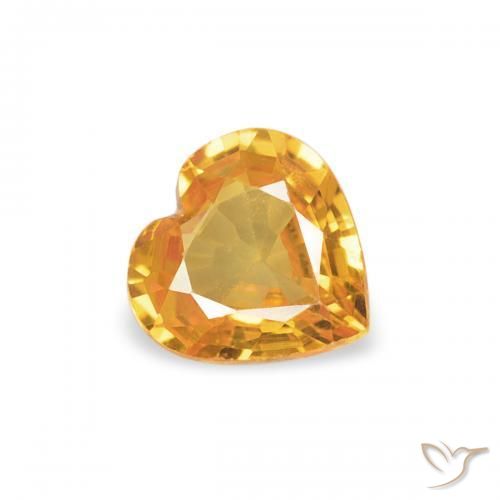 Zaffiro Arancio intenso-OroG naturale da 0.33 ct, Cuore, VVS