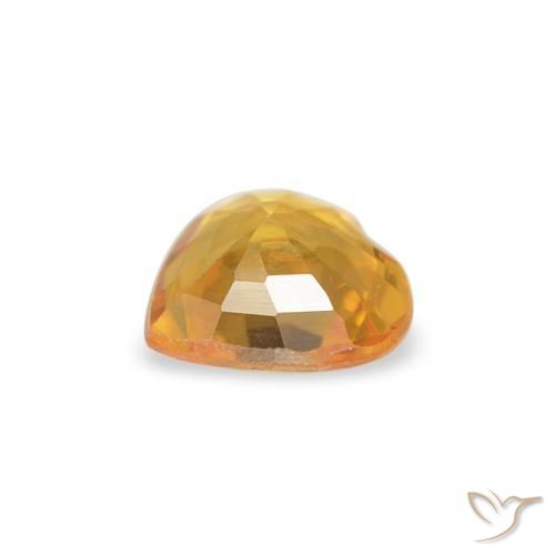 Zaffiro Arancio intenso-OroG naturale da 0.33 ct, Cuore, VVS