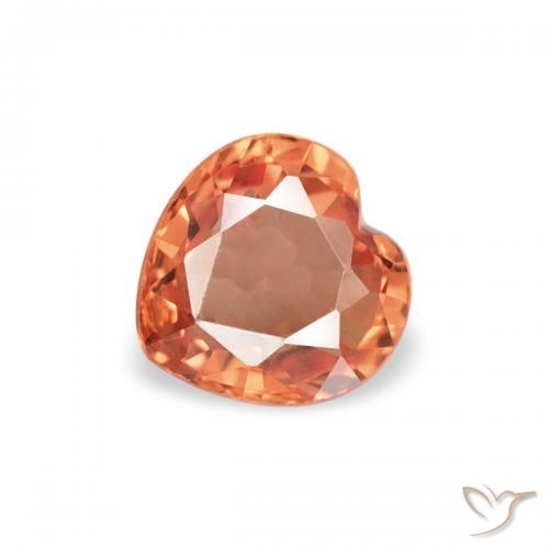 0.40ct Naturale Arancio Medio Zaffiro, Cuore, VVS