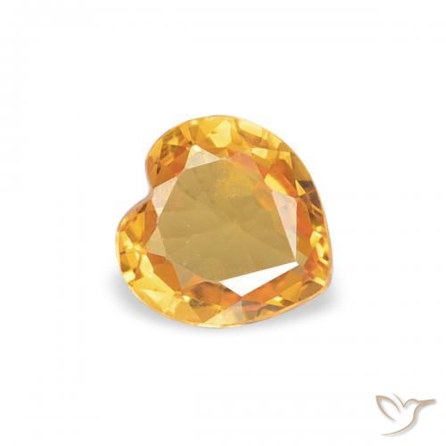 Zaffiro Arancio Scuro-Oro naturale da 0.37 ct, Cuore, VVS