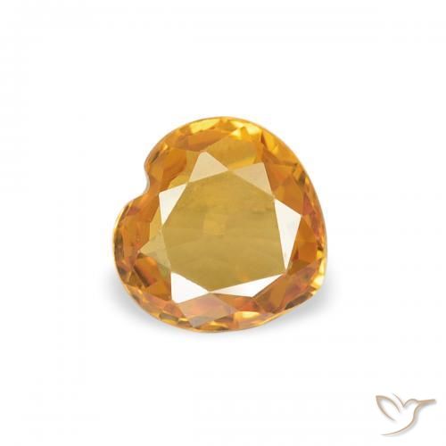 Zaffiro Arancio intenso-OroG naturale da 0.34 ct, Cuore, VVS