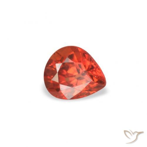 Zaffiro Rosso cremisi brillante naturale da 0.45 ct, Forma a pera, VVS-VS