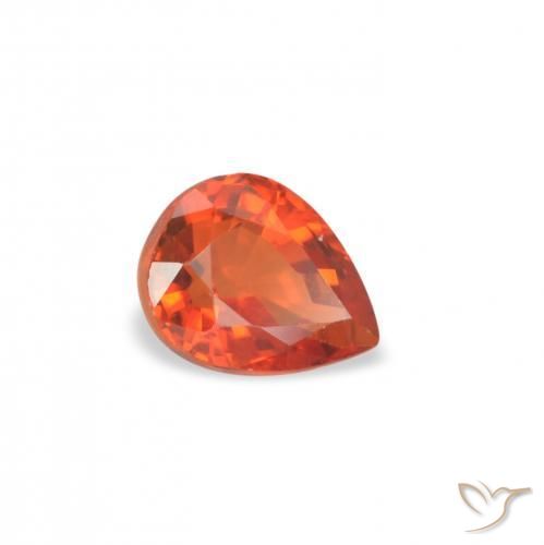 Zaffiro Arancione rossastra naturale da 0.52 ct, Forma a pera, VVS-VS