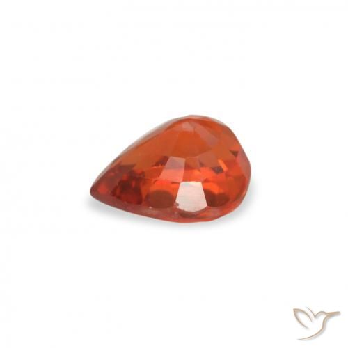 Zaffiro Arancione rossastra naturale da 0.52 ct, Forma a pera, VVS-VS